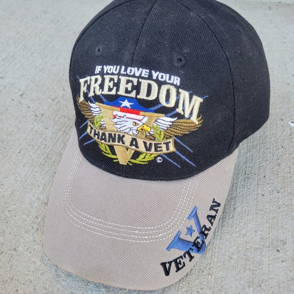 Patriotic Veteran American USA Baseball Hat OS - Picture 2 of 5